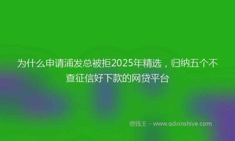 为什么申请浦发总被拒2025年精选，归纳五个不查征信好下款的网贷平台