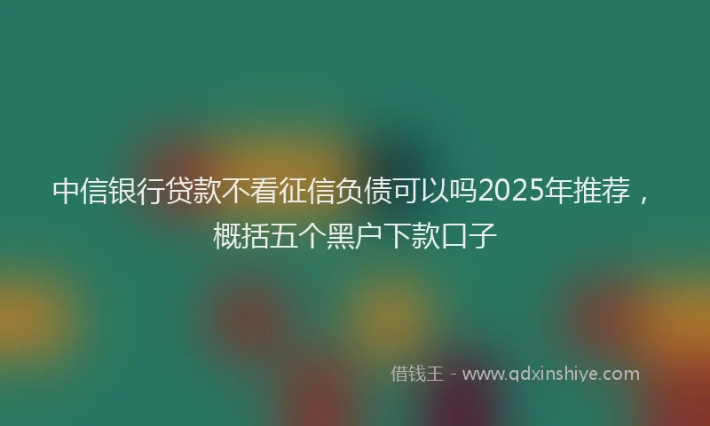 中信银行贷款不看征信负债可以吗2025年推荐，概括五个黑户下款口子