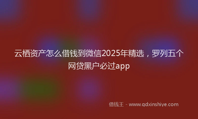 云栖资产怎么借钱到微信2025年精选，罗列五个网贷黑户必过app
