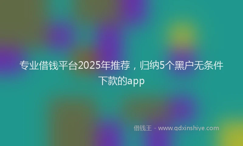 专业借钱平台2025年推荐，归纳5个黑户无条件下款的app
