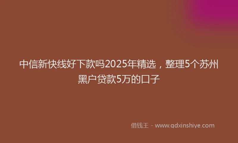 中信新快线好下款吗2025年精选，整理5个苏州黑户贷款5万的口子