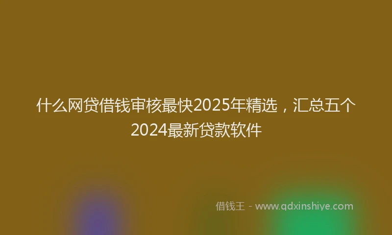 什么网贷借钱审核最快2025年精选，汇总五个2024最新贷款软件