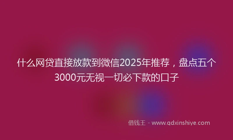 什么网贷直接放款到微信2025年推荐，盘点五个3000元无视一切必下款的口子