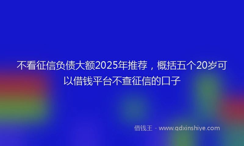 不看征信负债大额2025年推荐，概括五个20岁可以借钱平台不查征信的口子