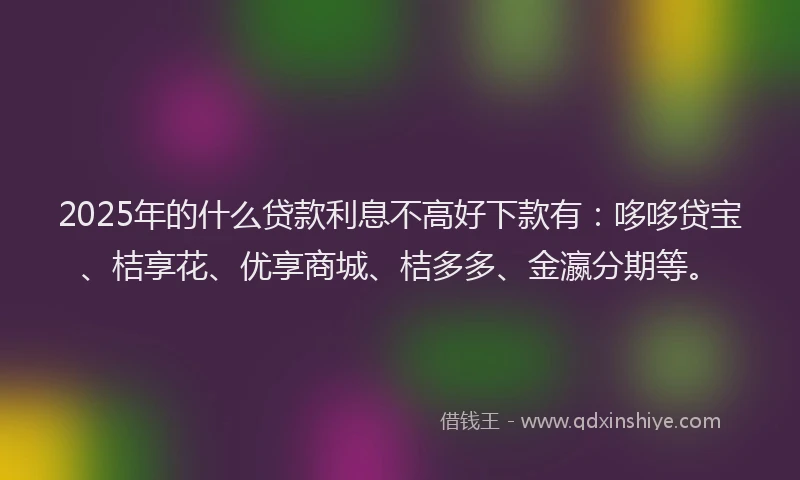 2025年的什么贷款利息不高好下款有：哆哆贷宝、桔享花、优享商城、桔多多、金瀛分期等。