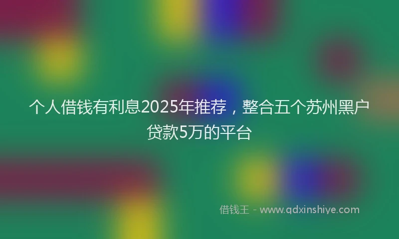 个人借钱有利息2025年推荐，整合五个苏州黑户贷款5万的平台
