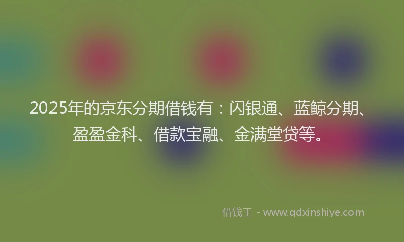 2025年的京东分期借钱有：闪银通、蓝鲸分期、盈盈金科、借款宝融、金满堂贷等。