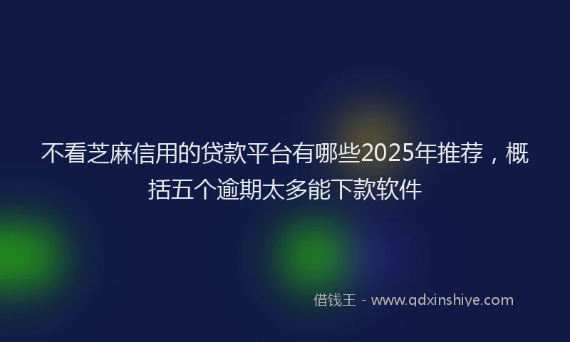 不看芝麻信用的贷款平台有哪些2025年推荐，概括五个逾期太多能下款软件