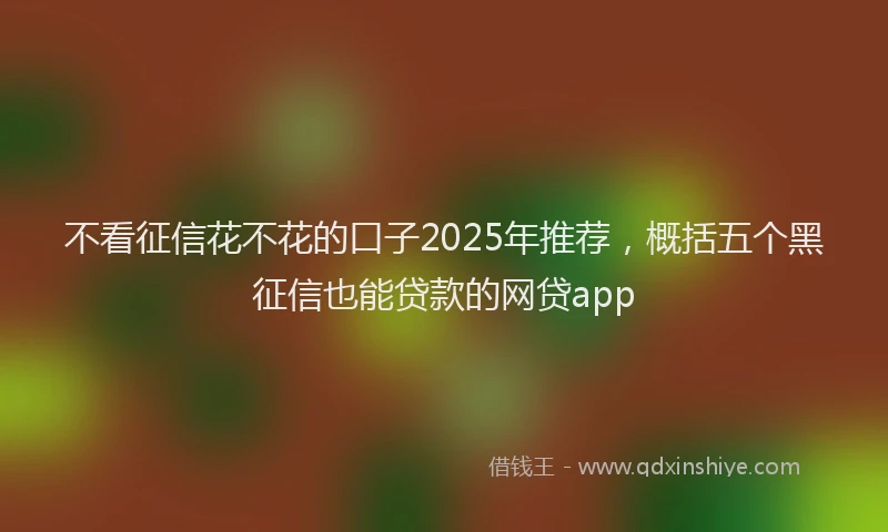 不看征信花不花的口子2025年推荐，概括五个黑征信也能贷款的网贷app