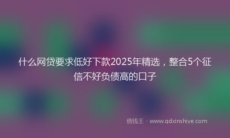 什么网贷要求低好下款2025年精选，整合5个征信不好负债高的口子