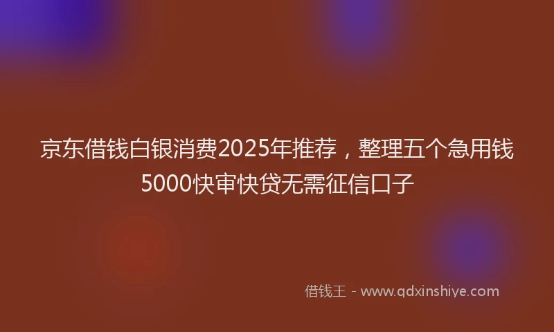 京东借钱白银消费2025年推荐，整理五个急用钱5000快审快贷无需征信口子