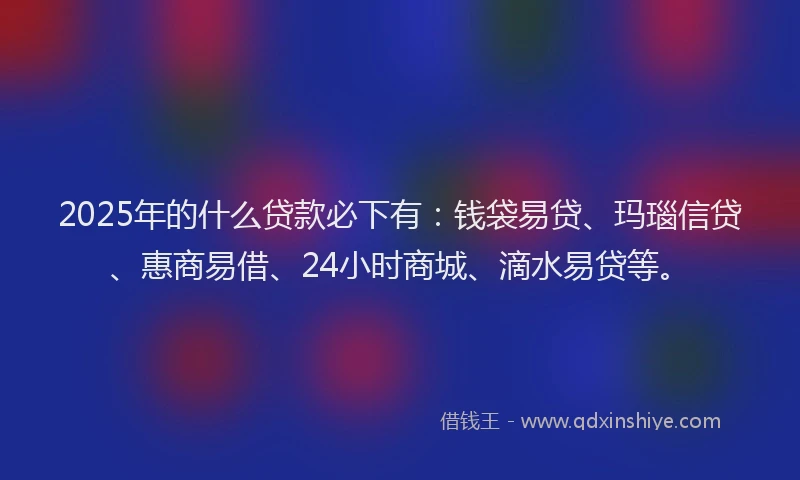 2025年的什么贷款必下有：钱袋易贷、玛瑙信贷、惠商易借、24小时商城、滴水易贷等。