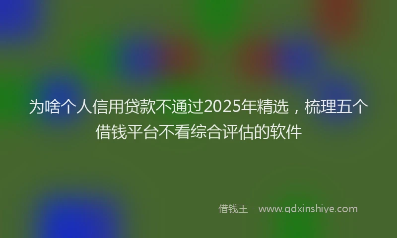 为啥个人信用贷款不通过2025年精选，梳理五个借钱平台不看综合评估的软件
