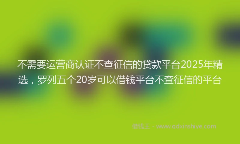 不需要运营商认证不查征信的贷款平台2025年精选，罗列五个20岁可以借钱平台不查征信的平台