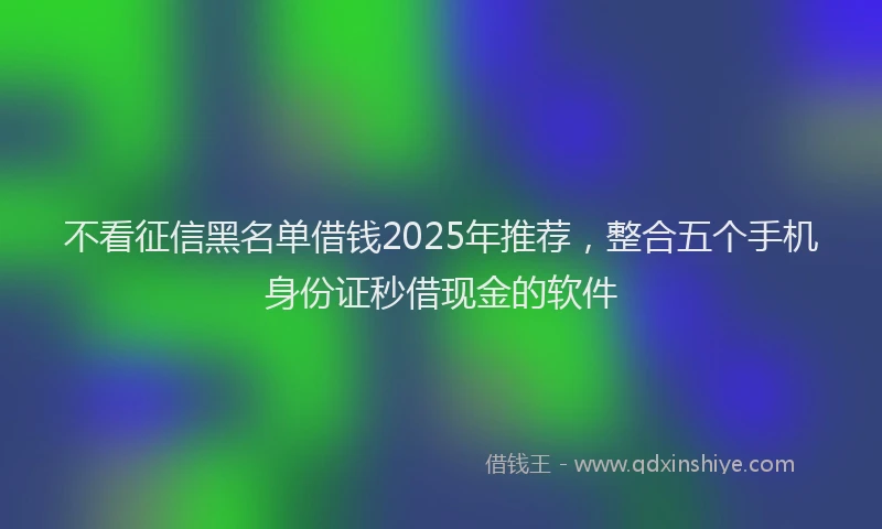 不看征信黑名单借钱2025年推荐，整合五个手机身份证秒借现金的软件