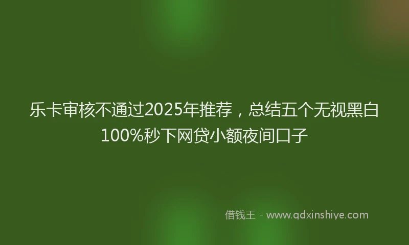 乐卡审核不通过2025年推荐，总结五个无视黑白100%秒下网贷小额夜间口子