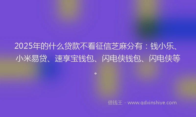 2025年的什么贷款不看征信芝麻分有：钱小乐、小米易贷、速享宝钱包、闪电侠钱包、闪电侠等。