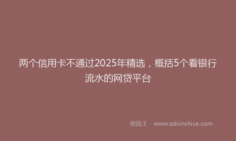 两个信用卡不通过2025年精选，概括5个看银行流水的网贷平台