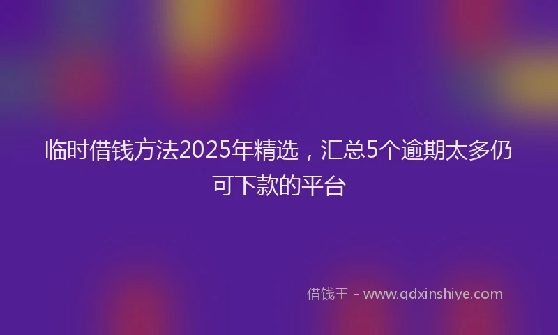 临时借钱方法2025年精选，汇总5个逾期太多仍可下款的平台