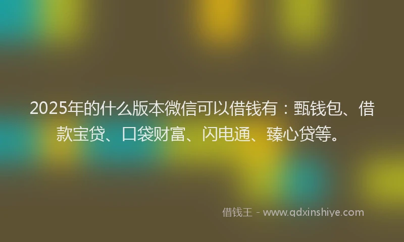 2025年的什么版本微信可以借钱有：甄钱包、借款宝贷、口袋财富、闪电通、臻心贷等。