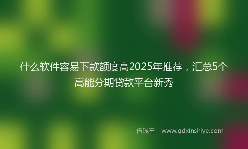 什么软件容易下款额度高2025年推荐，汇总5个高能分期贷款平台新秀