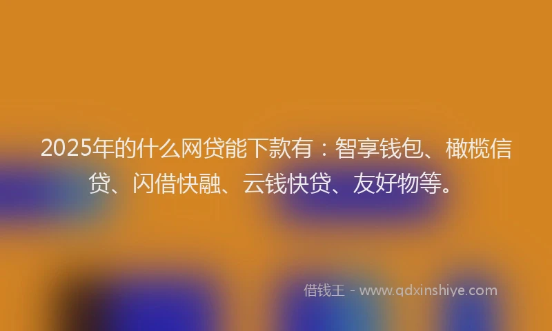2025年的什么网贷能下款有：智享钱包、橄榄信贷、闪借快融、云钱快贷、友好物等。