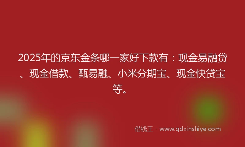 2025年的京东金条哪一家好下款有：现金易融贷、现金借款、甄易融、小米分期宝、现金快贷宝等。
