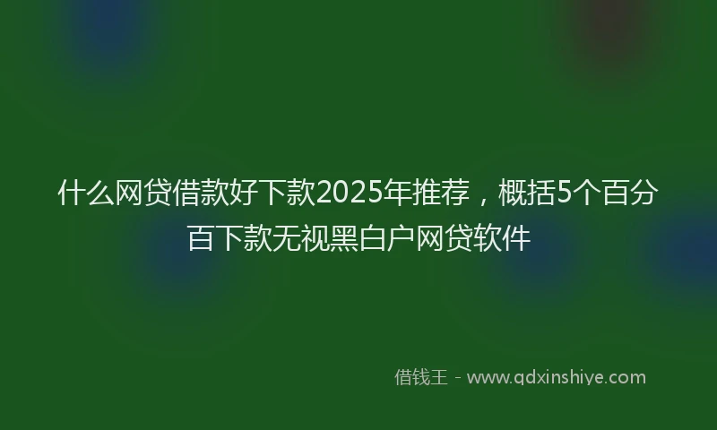 什么网贷借款好下款2025年推荐，概括5个百分百下款无视黑白户网贷软件
