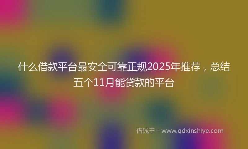 什么借款平台最安全可靠正规2025年推荐，总结五个11月能贷款的平台