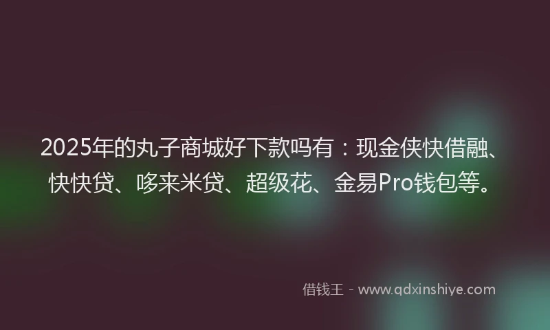 2025年的丸子商城好下款吗有：现金侠快借融、快快贷、哆来米贷、超级花、金易Pro钱包等。