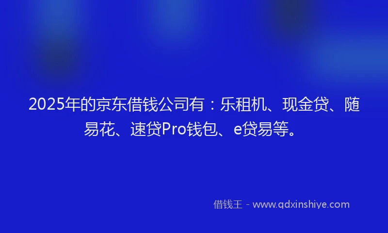 2025年的京东借钱公司有：乐租机、现金贷、随易花、速贷Pro钱包、e贷易等。