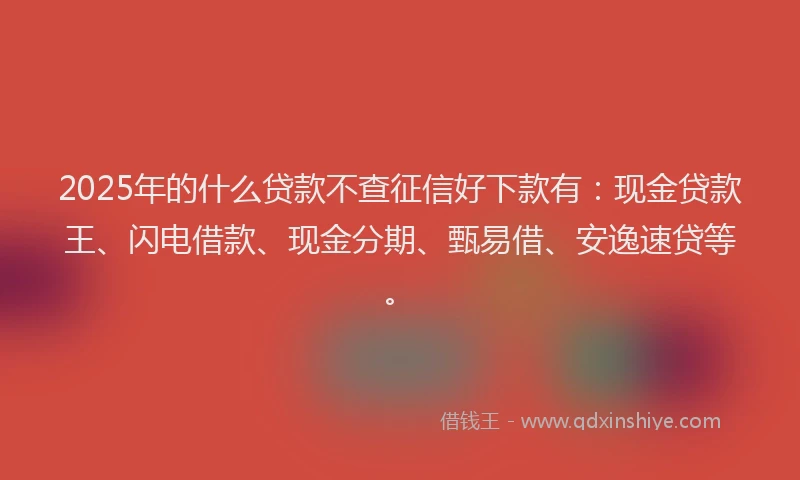 2025年的什么贷款不查征信好下款有：现金贷款王、闪电借款、现金分期、甄易借、安逸速贷等。