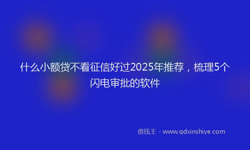 什么小额贷不看征信好过2025年推荐，梳理5个闪电审批的软件