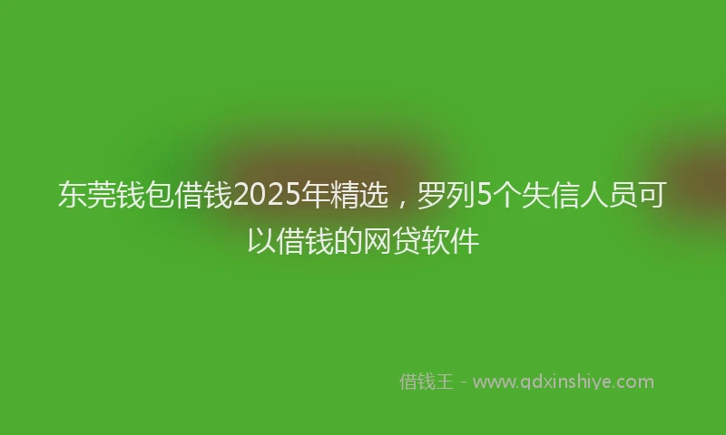 东莞钱包借钱2025年精选，罗列5个失信人员可以借钱的网贷软件