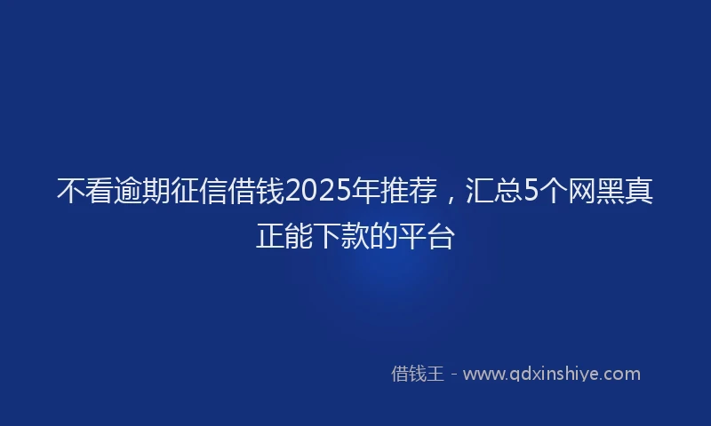 不看逾期征信借钱2025年推荐，汇总5个网黑真正能下款的平台