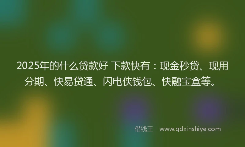 2025年的什么贷款好 下款快有：现金秒贷、现用分期、快易贷通、闪电侠钱包、快融宝盒等。