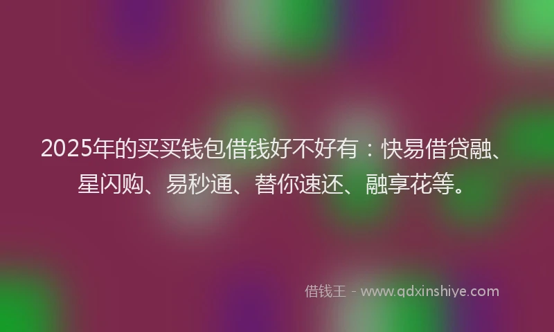 2025年的买买钱包借钱好不好有：快易借贷融、星闪购、易秒通、替你速还、融享花等。