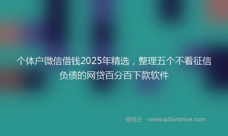 个体户微信借钱2025年精选，整理五个不看征信负债的网贷百分百下款软件
