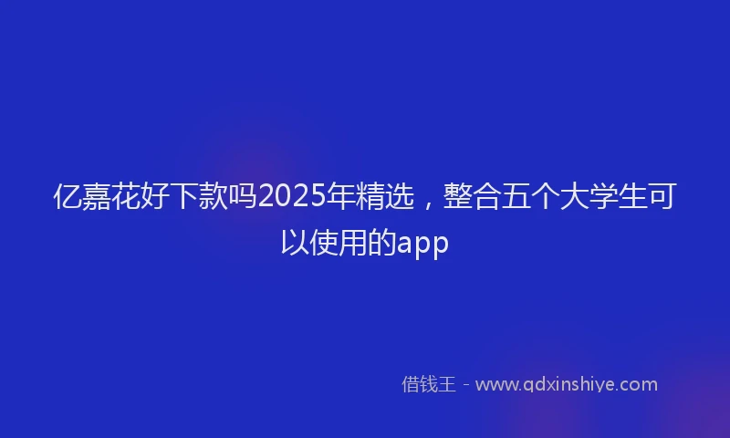 亿嘉花好下款吗2025年精选，整合五个大学生可以使用的app