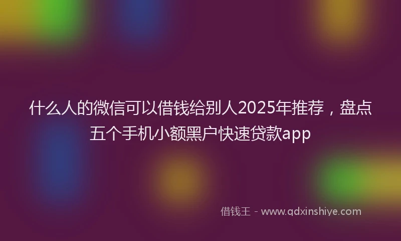 什么人的微信可以借钱给别人2025年推荐，盘点五个手机小额黑户快速贷款app