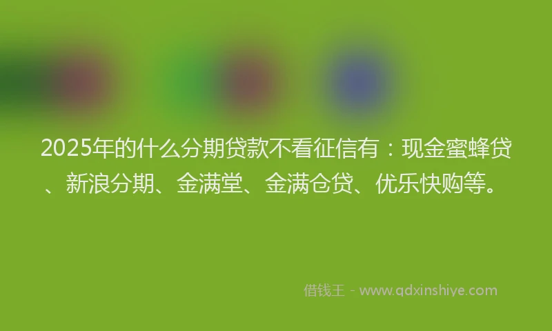 2025年的什么分期贷款不看征信有：现金蜜蜂贷、新浪分期、金满堂、金满仓贷、优乐快购等。