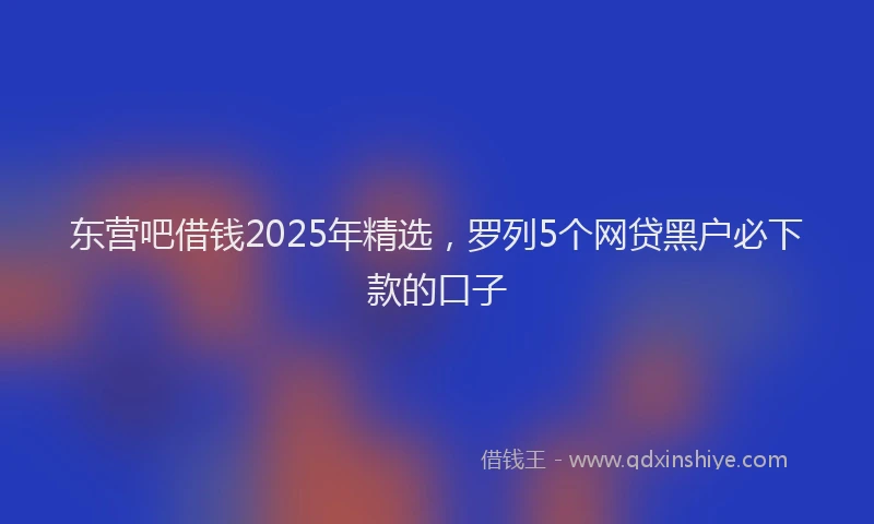 东营吧借钱2025年精选，罗列5个网贷黑户必下款的口子