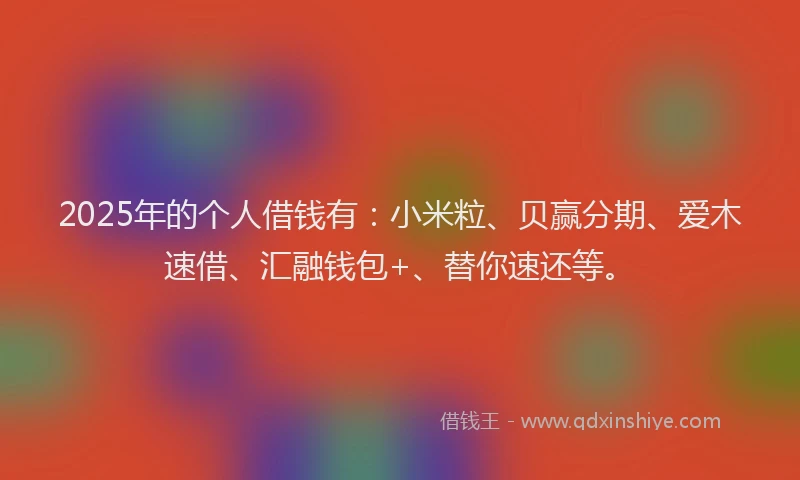 2025年的个人借钱有：小米粒、贝赢分期、爱木速借、汇融钱包+、替你速还等。