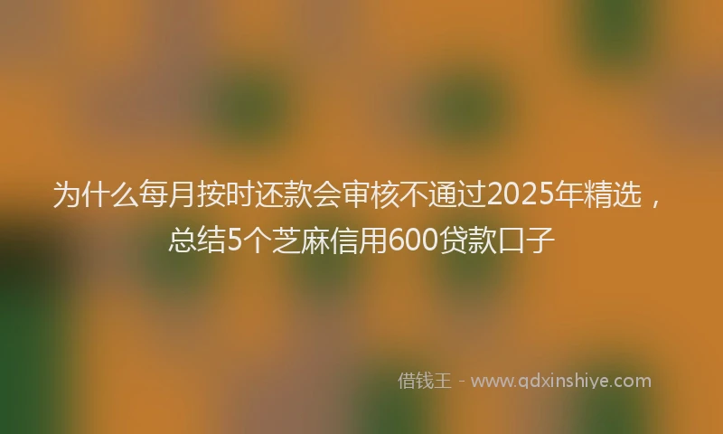 为什么每月按时还款会审核不通过2025年精选，总结5个芝麻信用600贷款口子