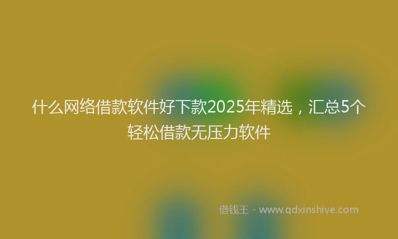 什么网络借款软件好下款2025年精选，汇总5个轻松借款无压力软件