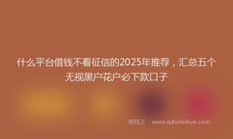什么平台借钱不看征信的2025年推荐，汇总五个无视黑户花户必下款口子