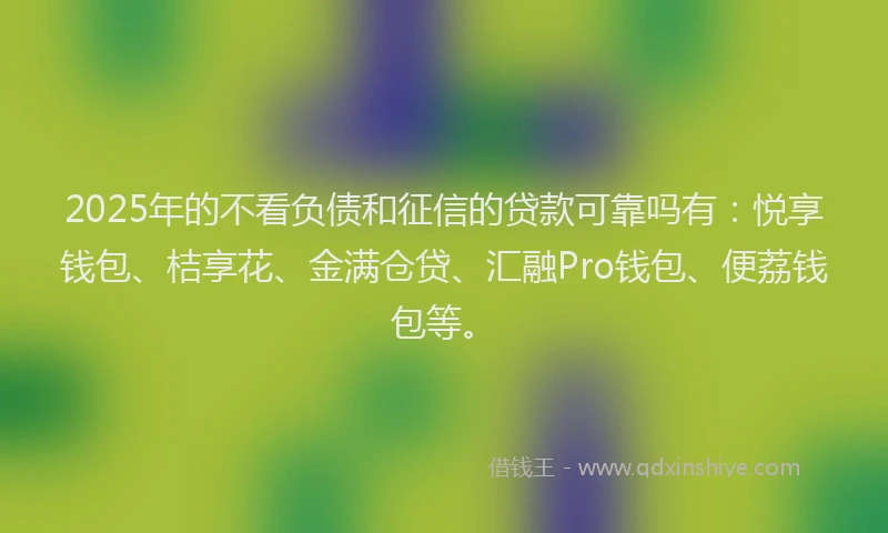 2025年的不看负债和征信的贷款可靠吗有：悦享钱包、桔享花、金满仓贷、汇融Pro钱包、便荔钱包等。