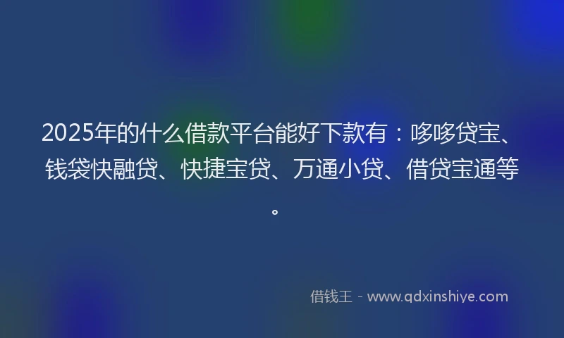 2025年的什么借款平台能好下款有：哆哆贷宝、钱袋快融贷、快捷宝贷、万通小贷、借贷宝通等。