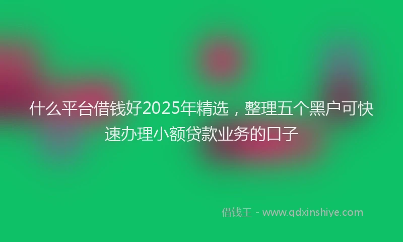 什么平台借钱好2025年精选，整理五个黑户可快速办理小额贷款业务的口子
