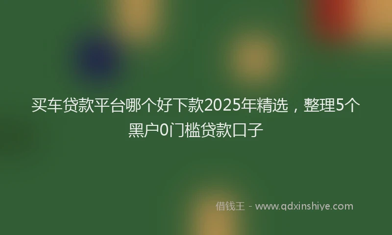 买车贷款平台哪个好下款2025年精选，整理5个黑户0门槛贷款口子